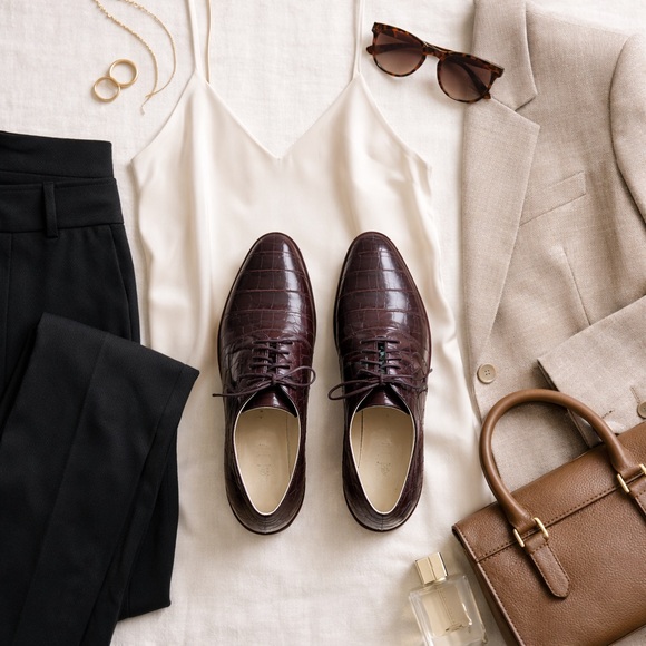 Cole Haan Shoes - Cole Haan Croc-Embossed Leather Oxfords | Luxe Burgundy Power Shoe